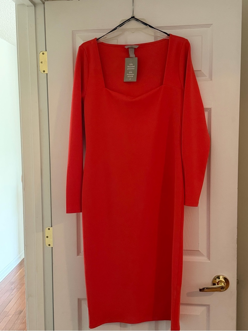 H&M Elegant Orange Long-Sleeve Sheath Dress - Classic Women's Dress